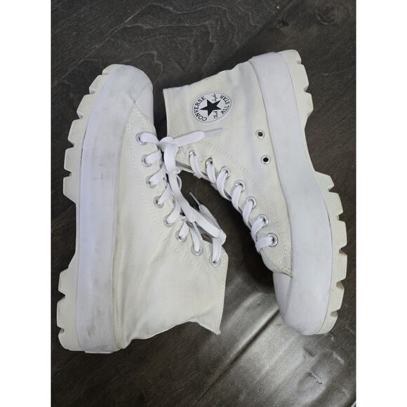 Chuck Taylor All Star Lugged Heel Platform Shoe Sneaker Size 10 White - Picture 3 of 7